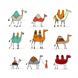 Camel Set, Sketch for Your Design by Kudryashka | GraphicRiver