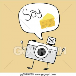 Vector Clipart - Camera cartoon say cheese. Vector Illustration ...