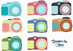 Cute Colorful Cameras clipart ~ Illustrations ~ Creative Market