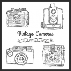 Cute Hand Drawn Camera Clip Art, vintage Illustration, Camera ...