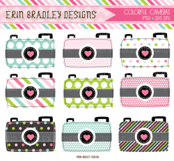 Colorful Cameras Clipart Personal & Commercial Use Graphics Instant ...