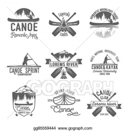 Clip Art Vector - Set of vintage canoeing logo. Stock EPS gg85559444 ...