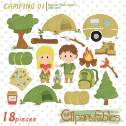 CAMPING clipart, Camp fire clip art, Cute outdoor digital clipart, Kids  hike clipart graphics - Instant download