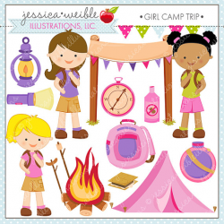 Girl Camp Trip Cute Digital Clipart for Commercial or Personal Use ...