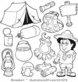 Camping Clip Art | ... small girl scout camping clipart lineart ...