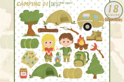CAMPING clipart, Camp fire art, outdoor - instant download