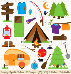 Camping Clip Art Camping Clipart Camping Invitation or