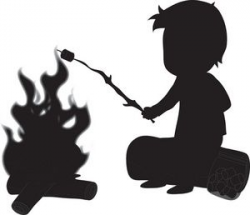 Camping Clipart Image: Silhouette of a Boy Roasting Marshmallow on a ...