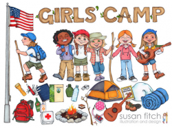 LDS Girls' Camp digital clip art pack including campers