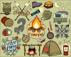 Camping Clipart, summer clipart, bullet journal stickers, vacation ...