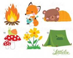 Camping Clipart, Bear in the woods , Fishing,Father's Day, woodland ...