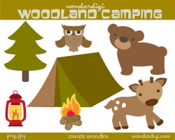 Camping Clipart - Woodland clip art - Deer, Bear Woodland Animal ...