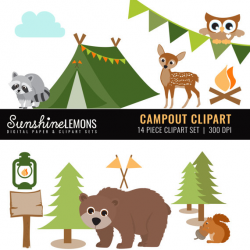 Campout Clipart - Woodland Camping Clipart - Campout Clipart ...