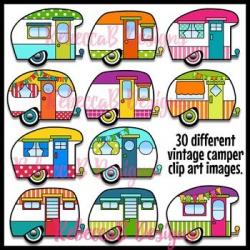 Vintage Camper Clip Art, Retro Camper Clipart | Retro campers, Clip ...