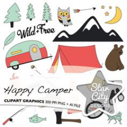 Camping Clipart, Camper clipart, Hand drawn clipart, Fall clip art ...