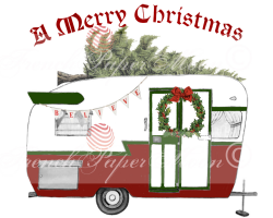 Vintage Christmas Trailer Camper, Retro Christmas Caravan Printable ...
