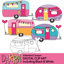 Valentine Camper Clip Art (RV Caravan Clipart) by DarraKadisha | TpT