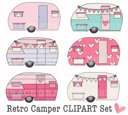 Retro Camper Clipart Clipart Camping Clipart DIY Digital