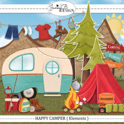 Camping Clipart, Happy Camper, Digital Scrapbook Camping Elements, Camping  Graphics, The Great Outdoors Graphics
