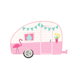 Silhouette Design Store - View Design #205700: pink retro camper van