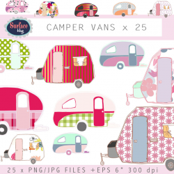 Campervan clip art CAMPER VANS Retro clip art Retro campers