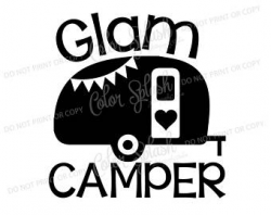 happy glamper glamping camper camping trailer svg dxf