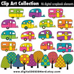 Clip Art - Vintage Campers (46 Digital Scrapbook Elements - PNG ...