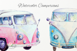 Watercolor Clipart Camper Van, Leisure Vehicle by Cornercroft ...