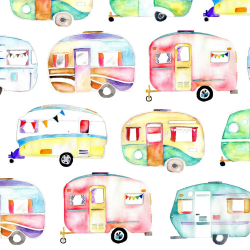 Watercolor Caravans Fabric - Watercolour Caravans By Emmaallardsmith ...