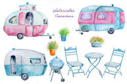 Watercolor Clipart Caravan | Watercolor, Doodles and Illustrations