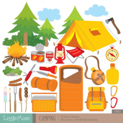 Camping Digital Clipart, Outdoor Clipart , Campfire Clipart ...