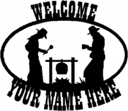 Two Cowboy Campfire Scene personalized welcome sign. CNC Plasma Cut ...
