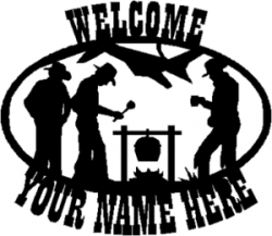 Cowboy Campfire Mountain Scene personalized welcome sign. CNC Plasma ...