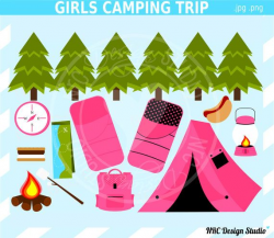SALE - Camping Trip Clip Art - Girls Clip Art - Camping Clipart ...
