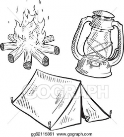 Vector Art - Camping equipment sketch. Clipart Drawing gg62115861 ...