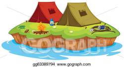 Vector Art - Base camp on an island. Clipart Drawing gg63389794 ...