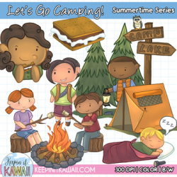 Let's Go Camping Clip Art Set - Summer Clipart - Camping Clipart