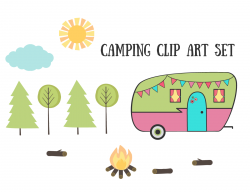 Royalty Free Images – Camping Clip Art Set | Camping clipart, Clip ...