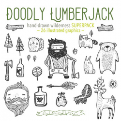Doodly Lumberjack Clip Art Set, Woodland Clip Art, Bigfoot Yeti ...