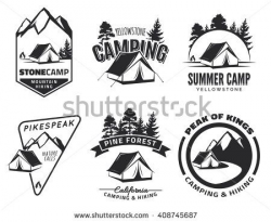 Set of vintage camping and outdoor adventure emblems, logos and ...