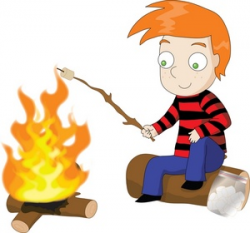 Camping clipart roasting marshmallow - Pencil and in color camping ...