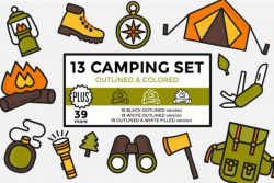Camping Clipart / Hiking Clipart / Outdoors Clipart Elements