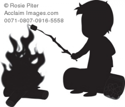 Stock Clipart Illustration of a Silhouette of a Boy Roasting ...