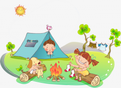Cartoon Kids Camping Plans, Cartoon, Camping Map, Spring PNG Image ...