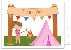 Camp Out Camping Girl Thank You Note Cards