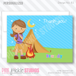 Camping Girl Personalized Party Invitation