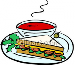 Tomato Soup and a Sandwich - Royalty Free Clipart Picture