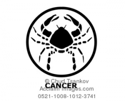 Clipart Image of Black and White Cancer the Crab