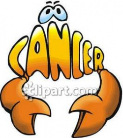 Cartoon Cancer Sign With a Crab - Royalty Free Clipart Picture