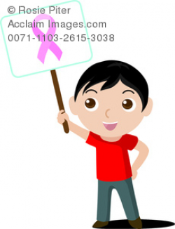 Clipart Image of Young Boy Child Holding Breast Cancer Awareness ...